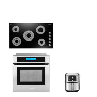 Cosmo 3 Piece Kitchen Package with 36" Electric Cooktop 5.5l Electric Hot Air Fryer 24" Single Electric Wall Oven