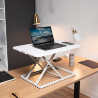 Vivo VIVO White Ultra Slim 26" Desktop Converter, Sit Stand Tabletop Monitor Riser