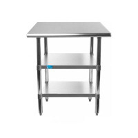 Amgood 18" Long X 18" Deep Stainless Steel Work Table With 2 Shelves | Metal Prep Table