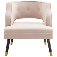 Modway Traipse Button Tufted Open Back Performance Velvet Armchair In Navy