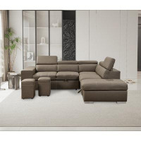 Brayden Studio Sectional Sofa With Adjustable Headrest,pull Out Sleeper