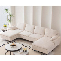Latitude Run® U-Shaped Linen Sectional Sofa_34.6 x 128.3 x 59.4