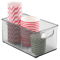 mDesign mDesign Plastic Kitchen Food Storage Bin W/ Handles, 6" Wide, 4 Pack, Smoke Grey