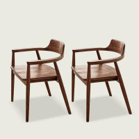 Hokku Designs 30.31" Brown Solid Back Arm Chair(Set of 2)