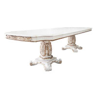 Plethoria Casada Antique Pearl Dining Table With Double Pedestal