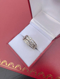 #428 - 0.57 CTW Diamond Layered Orbit Ring in 10K White Gold, Size 7 1/4