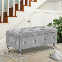House of Hampton Velvet Tufted Upholstered Storage Bench With Flip Top Storage