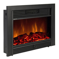 28.5 EMBEDDED FIREPLACE  750W HEATER  MULTI MODE  REMOTE  TIMER  ON SALE!  REG $199.95 NOW ONLY $129.95