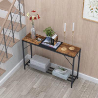 17 Stories DAELIFKER Entryway Table, Narrow Console Table With Shelf, 42” Sofa Table Behind Couch, Skinny Entry Table Fo