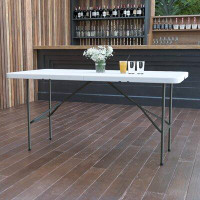 Flash Furniture 30"W x 60"L Bi-Fold Granite White Plastic Folding Table - Banquet Table