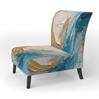 Ivy Bronx Gold And Turquoise Spiral Nebula - Upholstered Modern Accent Chair