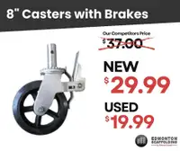 8 Casters with Brakes for Sale