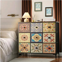 Bungalow Rose Enhomee 9 Drawer Dressers For Bedroom Furniture Dresser Chest Of Drawers Storage Tower With Fabric Drawers