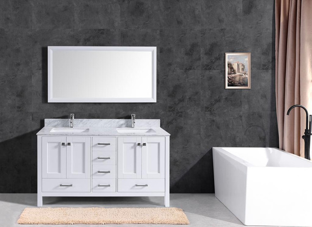 NEW PARIS 72 IN WHITE DOUBLE SINK VANITY MARBLE TOP & MIRROR T91997 in Other in Manitoba