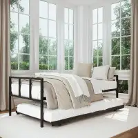 Red Barrel Studio Red Barrel Studio Modern Metal Twin Daybed With Trundle, Black - Mattresses Sold Separately