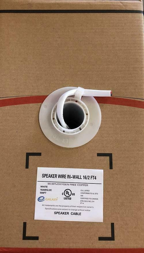 Sale! EGALAXY ® 16AWG/2C SPEAKER, 500FT FT-4, 2 WIRE IN WALL SPEAKER CABLE, WHITE COLOR in General Electronics