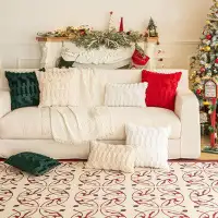 The Holiday Aisle® Red Christmas Tree And Reindeer Decorative Throw Pillow Covers 20"X20", 2 Packs Soft Plush Square Pil