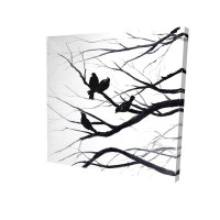 Made in Canada - Millwood Pines 'Birds and Branches Silhouette' Oil Painting Print on Wrapped Canvas