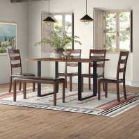 Gracie Oaks Ayedan 58" Solid Wood and Iron Dining Table