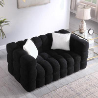 Latitude Run® 62.2" upholstered sofa, 2 seater boucle sofa
