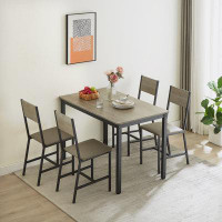 Farm on table Dining Set for 5 Kitchen Table with 4 Upholstered Chairs