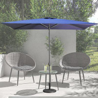 Arlmont & Co. Large Blue Outdoor Umbrella 10ft Rectangular Patio Umbrella For Beach Garden Outside Uv Protection