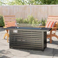 Gracie Oaks Zayin 24" H Steel Propane Outdoor Fire Pit Table With Lid