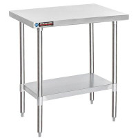 DuraSteel 30 x 36 Inch Commercial Stainless Steel Workbench Table with Adjustable Under Shelf - NSF Certified