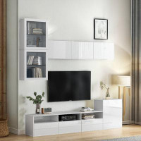 Latitude Run® High Gloss Osee TV Stand Set with Wall Mounted Cabinets