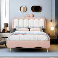 Afia Premium Collection Upholstered Platform Bed With Bow-knot Headboard
