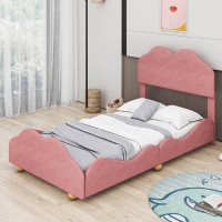 Gemma Violet Upholstered Platform Bed With Cloud Shaped Bed Board