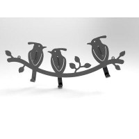 Winston Porter 6-Hook Bird-Design Black Wall Mounted Metal Rail/Garment Rack for Hanging Coats/Towels