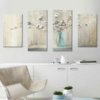 Made in Canada - Gracie Oaks 'Cotton Bouquet' Acrylic Painting Print Multi-Piece Image on Canvas