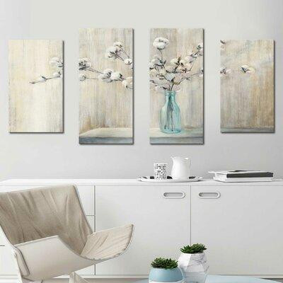Made in Canada - Gracie Oaks 'Cotton Bouquet' Acrylic Painting Print Multi-Piece Image on Canvas in Home Décor & Accents