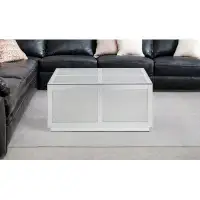 Everly Quinn 36" Silver Glass Mirrored Coffee Table