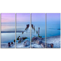 Design Art 'Old Pier and Bridge in Light Blue' Photographic Print Multi-Piece Image on Wrapped Canvas