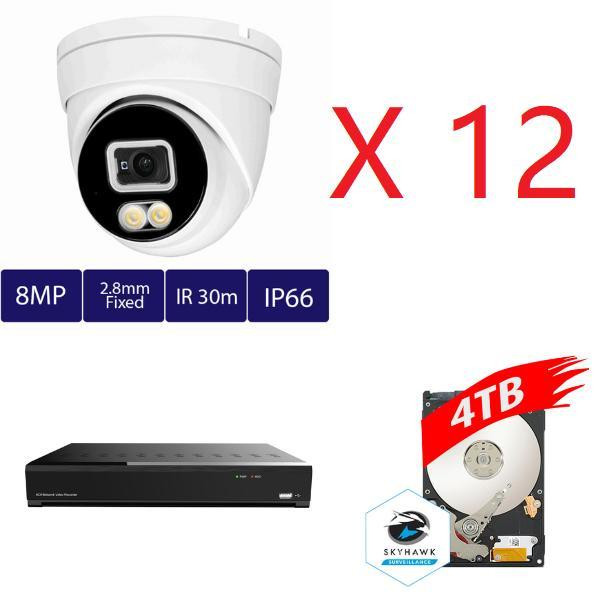Monthly promo! Aibase 16 ch 4K AI Full Color IP Kit: NVR-3216-16P-AI+4TB HDD+12pcs IP3138W-A-SI-28-AI in Security Systems