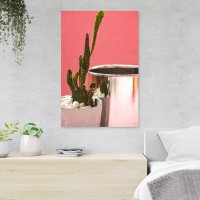 Foundry Select Green Cactus Plant In White Ceramic Pot 2 - 1 Piece Rectangle Graphic Art Print On Wrapped Canvas