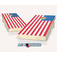 AJJ Cornhole 2' x 4'  American Flag Manufactured Wood Wood Cornhole Set with Bags