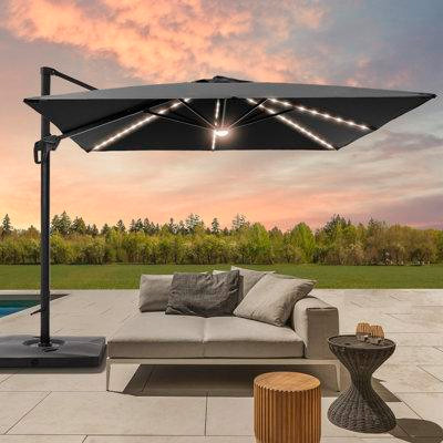 Arlmont & Co. Sharesse 121.9'' Square Lighted Cantilever Umbrella in Patio & Garden Furniture