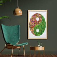East Urban Home Ambesonne Ying Yang Wall Art With Frame, Flowers And Leaves Ying Yang Floral Style Daises Sunflowers, Pr
