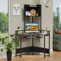 17 Stories Corner Writing Desk With Hutch