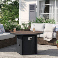 Lark Manor Alyah 25.2' H x 40.1" W Steel Propane Outdoor Fire Pit Table with Lid