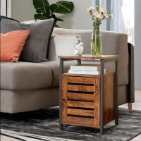 17 Stories End Table With Open Shelf, Side Table, Inner Adjustable Shelf, Steel Frame, 15.7 X 15.7 X 23.6 Inches, Bedroo