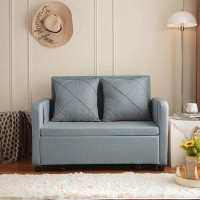 Ebern Designs Pull Out Loveseat Sofa With 2 Pillows