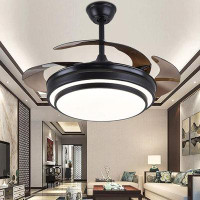 Ivy Bronx 42-Inch Fan Chandelier, Black 666-Three, Colour Dimming With Remote Control-US Standard