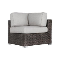 Living Source International Miami Brown Wicker Sectional Corner Chair- (Curved Collection)