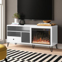 Wade Logan Bakhtiyar TV Stand for TVs up to 65" with Electric Fireplace Included