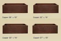 Bosco Sinks - Copper Series - 16 Gauge Hammered Apron Radius Corner in 4 Sizes ( 27, 30, 33 &amp; 36 )