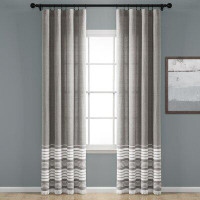 Gracie Oaks Glosco Yarn Dyed Tassel Fringe Window 100% Cotton Striped Semi-Sheer Rod Pocket Curtain Panels